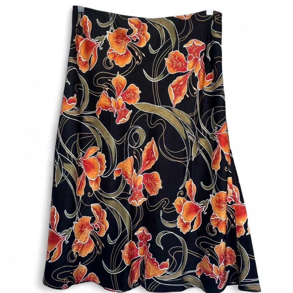 Amanda Smith 100% Silk Floral Print A-Line Skirt 12